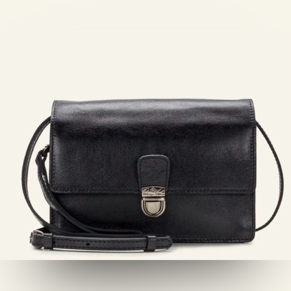 Patricia Nash Lanza Crossbody Organizer Black Leather Heritage Bag - Picture 1 of 11
